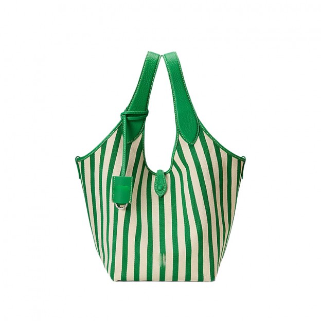 Striped large-capacity canvas handbag