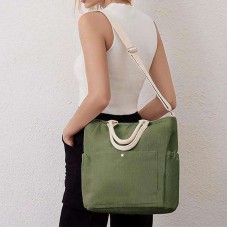 Green durable and soft canvas handbag