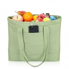 Green large-capacity canvas handbag