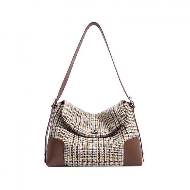 Vintage plaid women's crossbody bag