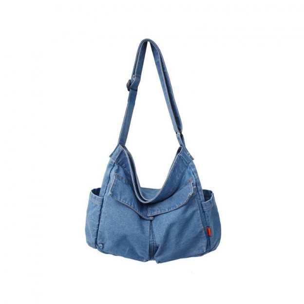 Vintage denim canvas women's crossbody bag