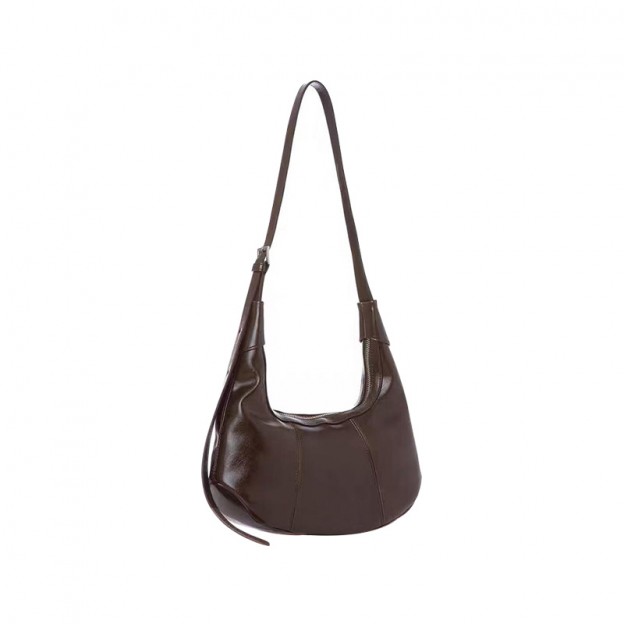 Half-moon soft leather women's crossbody bag