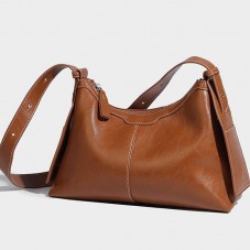 Casual soft leather crossbody bag