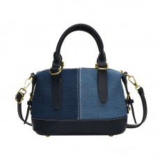 Patchwork design portable denim crossbody bag