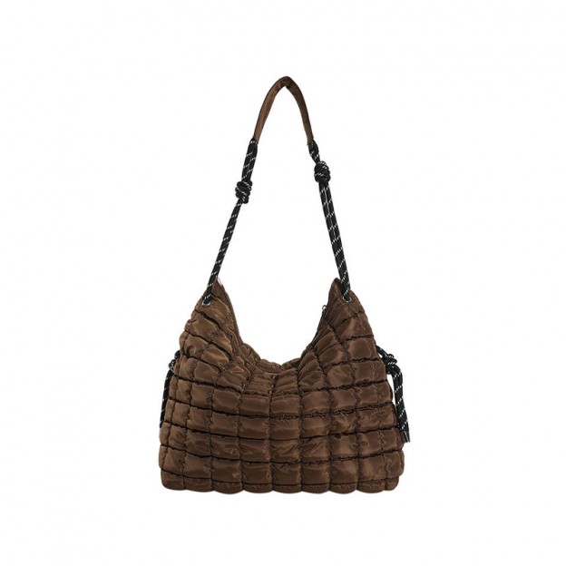 Quilted mesh large capacity crossbody bag