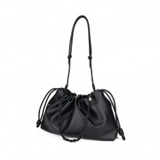 Premium black leather crossbody bag