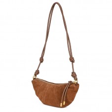 Brown versatile women's suede crossbody bag
