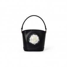Black bucket-shaped women's crossbody bag