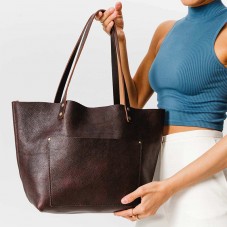 Luxe brown waterproof leather tote bag