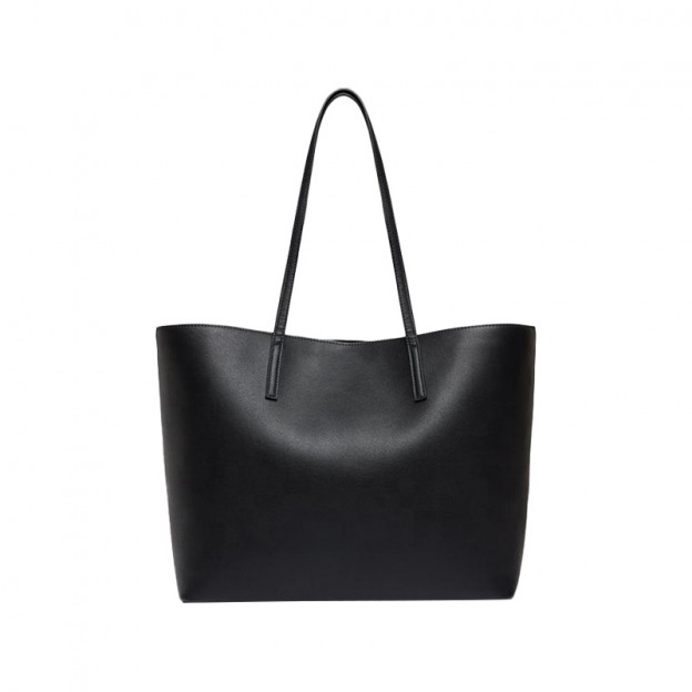 Black large capacity waterproof leather tote bag
