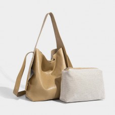 Luxe bucket-shaped smooth soft leather tote
