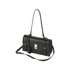 Black stylish flap leather tote bag