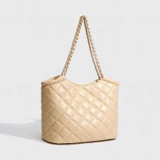Luxury check metal chain leather tote