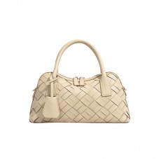 Minimalist woven double-zip leather tote