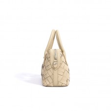 Minimalist woven double-zip leather tote