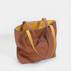 Waterproof contrast double-faced leather tote