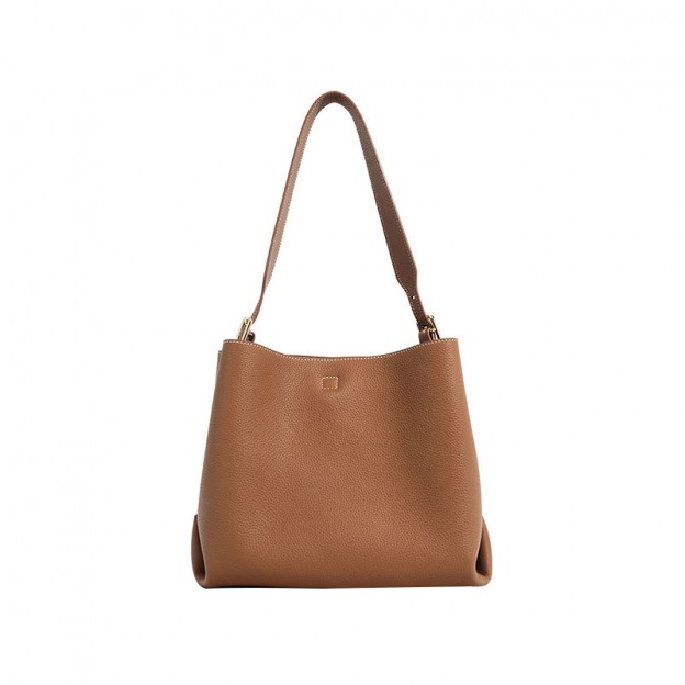 Classic magnetic clasp pebbled leather tote