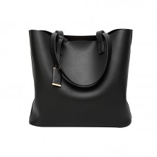 Simple classic large capacity leather handbag