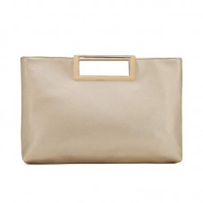 Luxury metal handle leather handbag