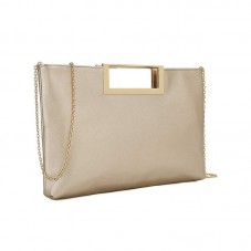 Luxury metal handle leather handbag