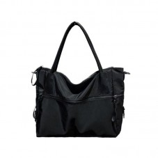 Lightweight black large-capacity nylon handbag