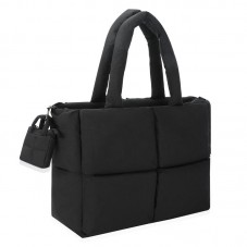 Lightweight black puffy quilted nylon tote