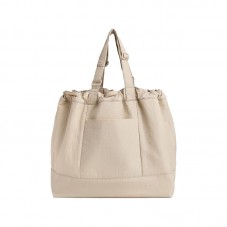 Beige fashion drawstring nylon tote bag