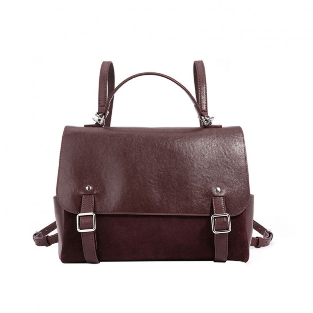 Lightweight vintage leather flap backpack