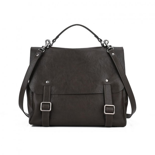 Luxury retro black leather backpack