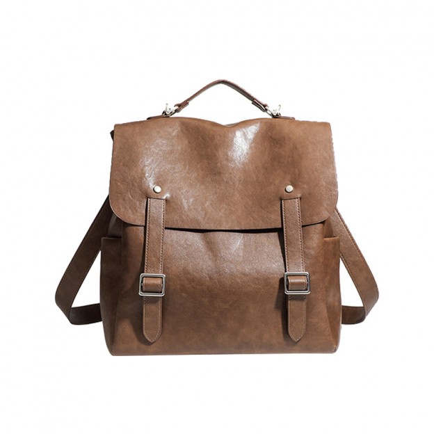 Vintage leather commuter backpack