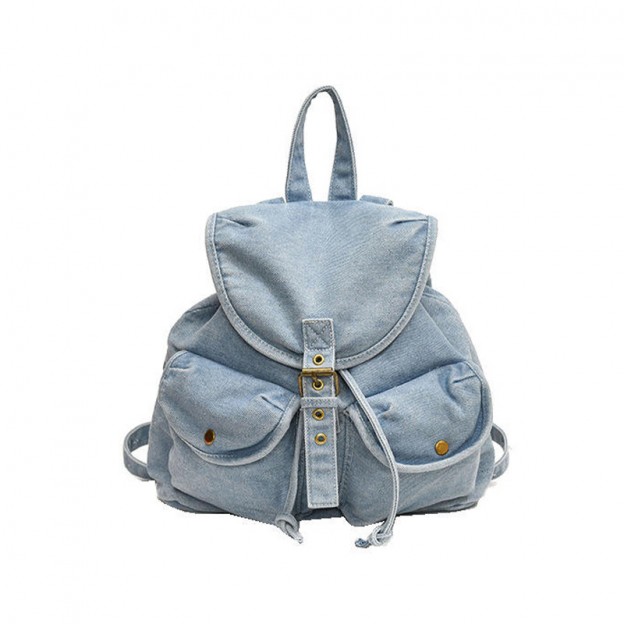 Simple casual large-capacity denim backpack