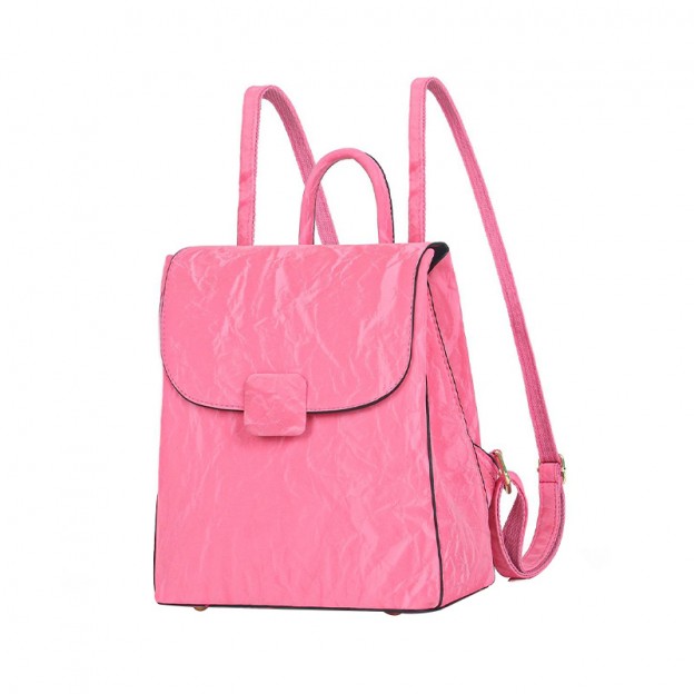 Large crinkled textured-leather backpack