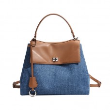 Spliced versatile casual flap backpack