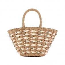Large capacity straw striped beach bag
