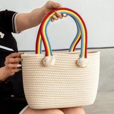 Casual hand-woven beach straw bag