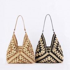 Fashionable hollow woven beach straw bag