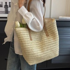 Hand-woven large-capacity beach straw bag