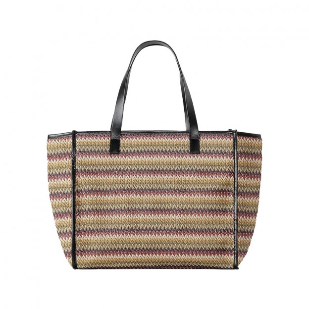 Striped woven large-capacity beach straw bag