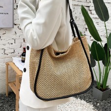High quality vintage textured beach straw bag