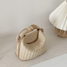 Fashionable small knitted beach straw bag